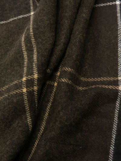 Barbour Check-print Frayed-edge Scarf In Green