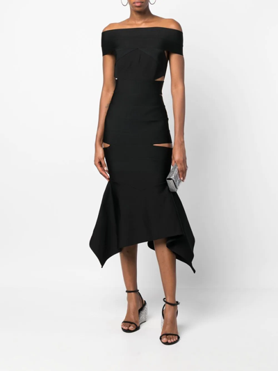Alexandre Vauthier Off-the-shoulder Cutout Fit-&-flare Bandage Midi Dress In Black