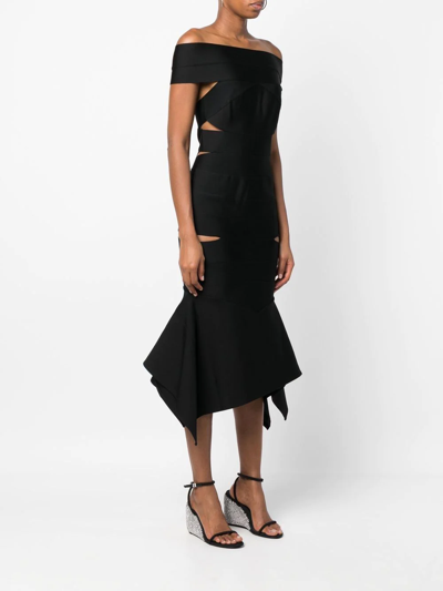 Alexandre Vauthier Off-the-shoulder Cutout Fit-&-flare Bandage Midi Dress In Black
