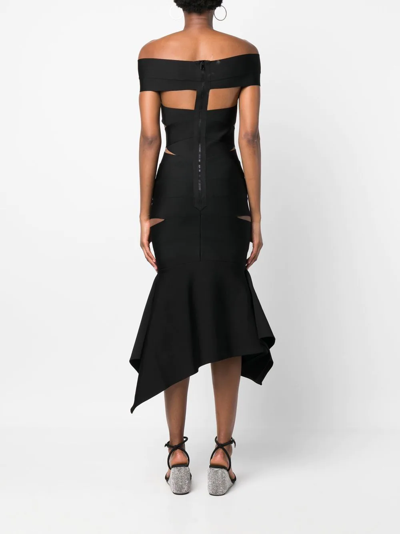 Alexandre Vauthier Off-the-shoulder Cutout Fit-&-flare Bandage Midi Dress In Black