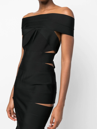 Alexandre Vauthier Off-the-shoulder Cutout Fit-&-flare Bandage Midi Dress In Black