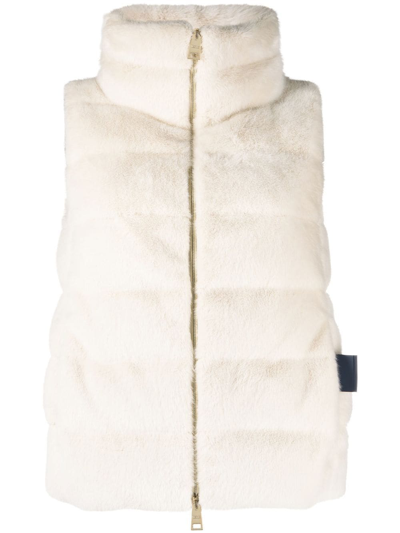 Shop Herno Faux Fur Padded Gilet In White