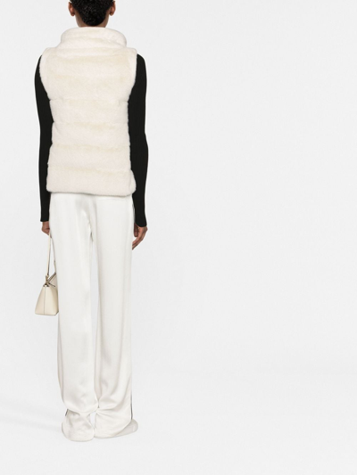 Herno Faux-fur Zipped Quilted Gilet In White