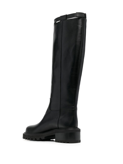 Via Roma 15 Buckled-top Leather Boots In Schwarz | ModeSens