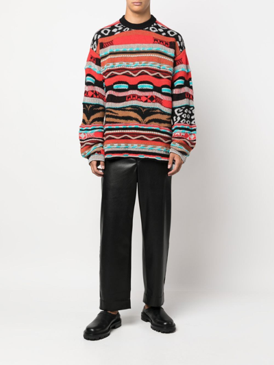 Laneus Jacquard Sweater In Red