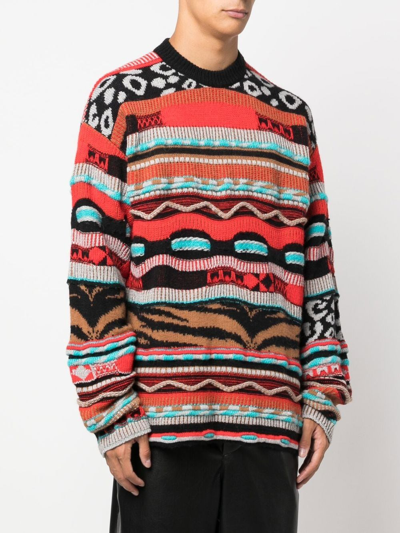 Laneus Jacquard Sweater In Red