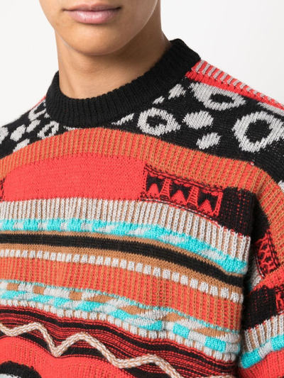 Laneus Jacquard Sweater In Red