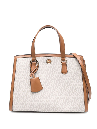 Shop Michael Michael Kors Chantal Logo Tote Bag In Neutrals