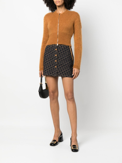 Lanvin Logo-jacquard Denim Skirt In Blue