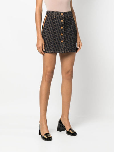 Lanvin Logo-jacquard Denim Skirt In Blue