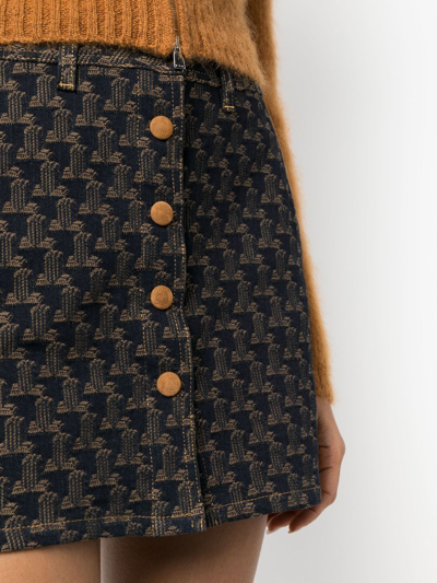 Lanvin Logo-jacquard Denim Skirt In Blue