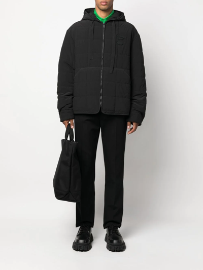 Off-white Logo Patch Quilted Jacket In Schwarz