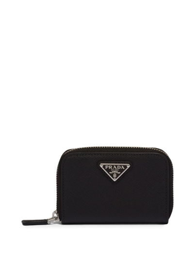 Shop Prada Logo-plaque Saffiano Coin Purse In Black