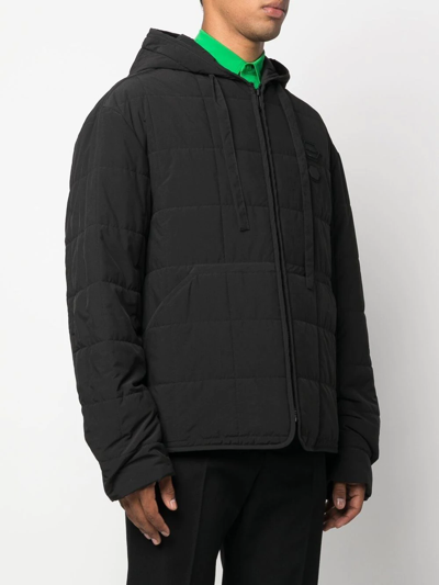 Off-white Logo Patch Quilted Jacket In Schwarz