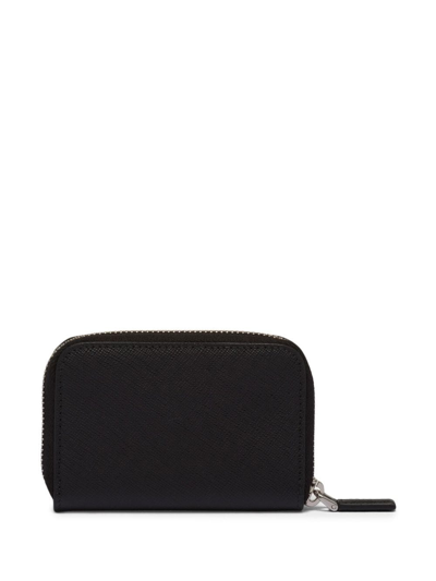 Prada Logo-plaque Saffiano Coin Purse In Black