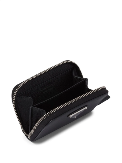 Prada Logo-plaque Saffiano Coin Purse In Black