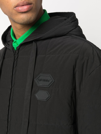 Shop Off-white Logo Patch Quilted Jacket In Schwarz