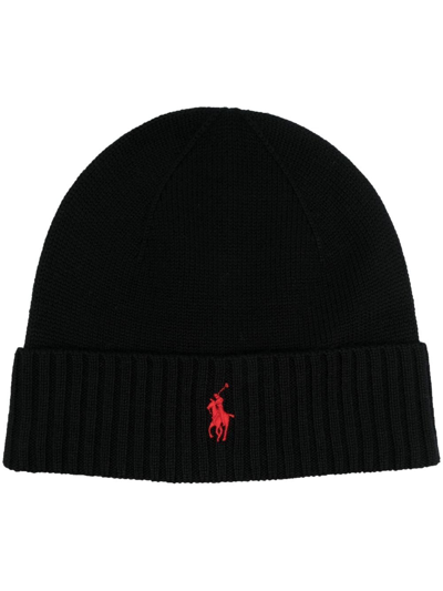 Shop Polo Ralph Lauren Polo Pony Beanie In Schwarz