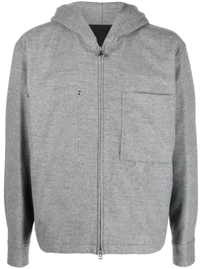 Shop Solid Homme Hooded Fleece Jacket In Grey