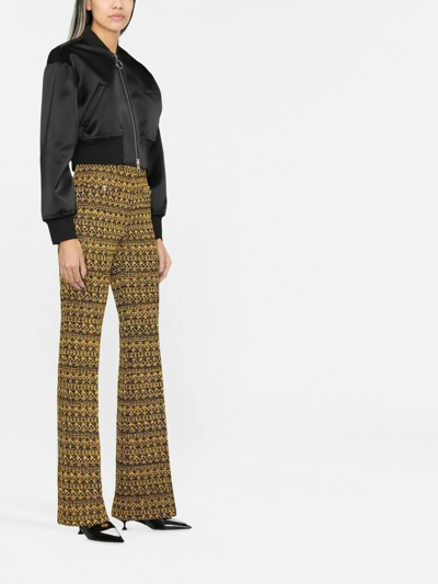 Alessandra Rich Graphic-print Tailored Trousers In Yellow