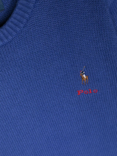 Shop Ralph Lauren Embroidered-logo Knitted Jumper In Blau