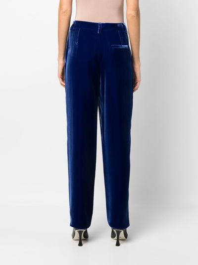 Giorgio Armani Straight-leg Velvet Trousers In Blau