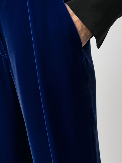 Shop Giorgio Armani Straight-leg Velvet Trousers In Blau