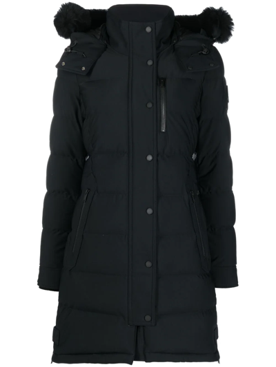 Shop Moose Knuckles Watershed Hooded Parka Coat In Schwarz