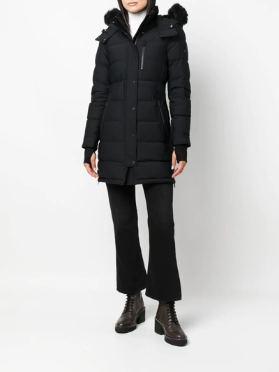 Shop Moose Knuckles Watershed Hooded Parka Coat In Schwarz