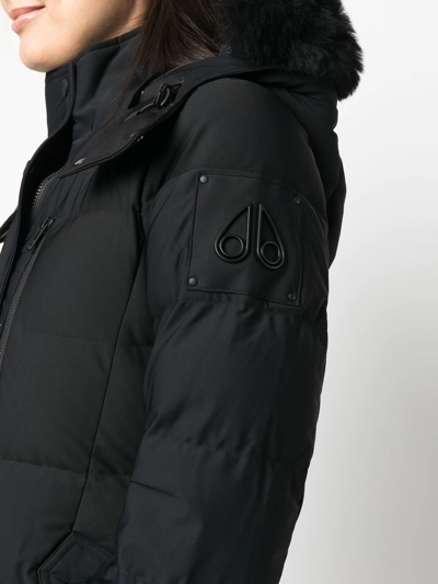 Shop Moose Knuckles Watershed Hooded Parka Coat In Schwarz