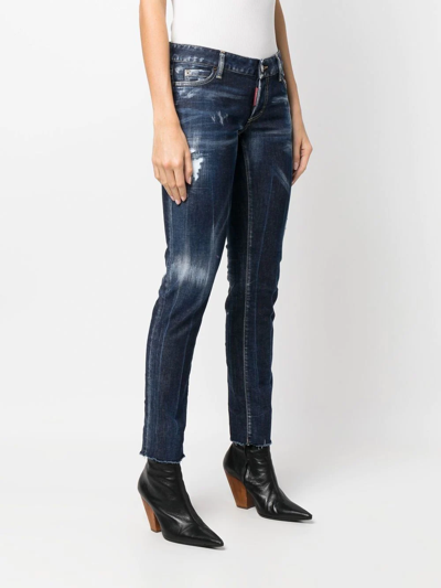 Shop Dsquared2 Jennifer Low-rise Skinny Jeans In Blau