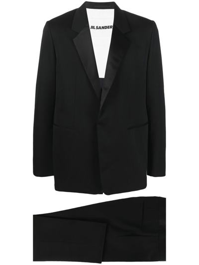 Jil Sander Black Single-breasted Wool Suit In Black