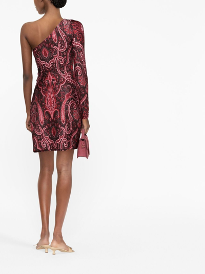 Shop Etro Paisley-print One-shoulder Dress In Rot