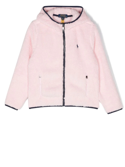 Shop Ralph Lauren Fleece Zip-up Hoodie In Rosa