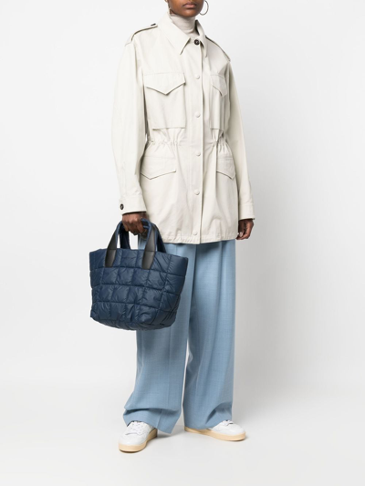 Shop Veecollective Quilted Tote Bag In Blau