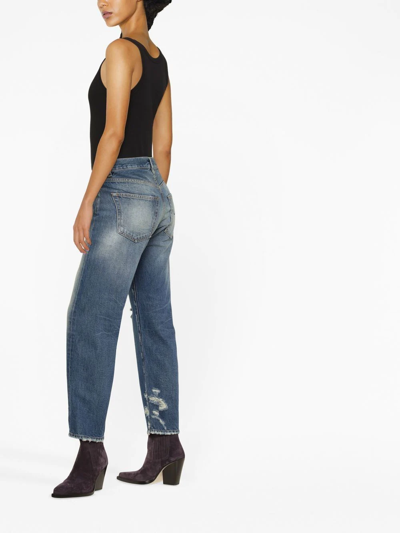 Shop R13 Distressed High-waist Jeans In Blau