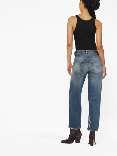 Shop R13 Distressed High-waist Jeans In Blau