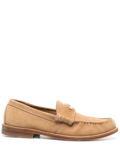 Shop Rhude Suede Penny Loafers In Braun