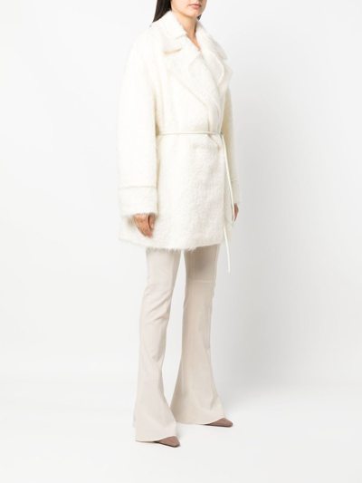 Shop Genny Mohair Belted Jacket In Weiss
