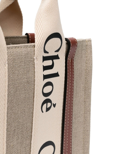 Shop Chloé Logo-print Tote Bag In Nude