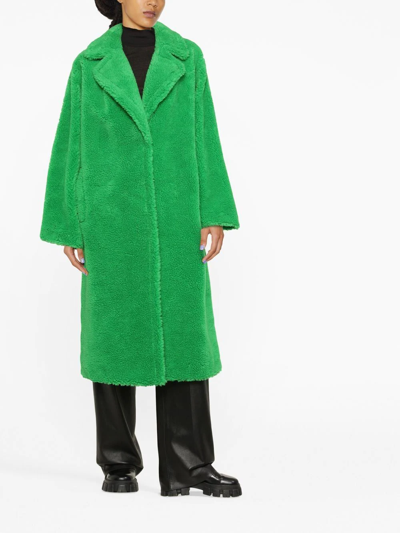 Stand Studio Maria Oversized Faux Shearling Coat In Grün