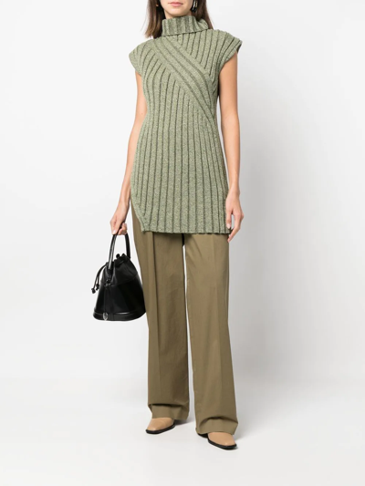 Colville Turtleneck Cap-sleeve Twisted Rib Tunic In Grün