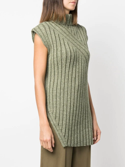 Colville Turtleneck Cap-sleeve Twisted Rib Tunic In Grün