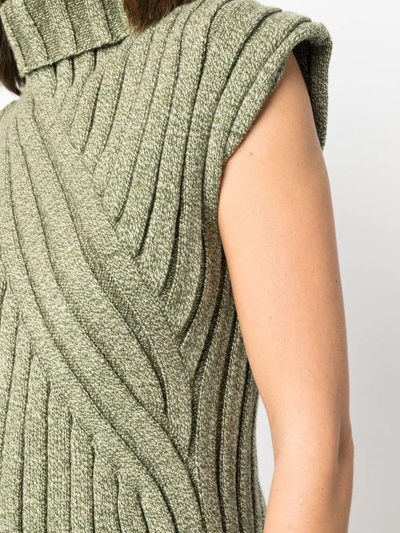 Colville Turtleneck Cap-sleeve Twisted Rib Tunic In Grün