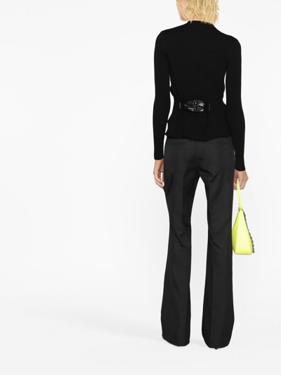 Courrèges Logo-embroidered Bootcut Trousers In Black