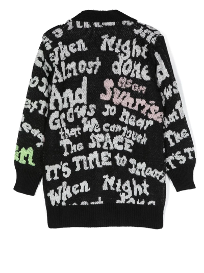 Msgm Logo Intarsia-knit Cardigan In Schwarz