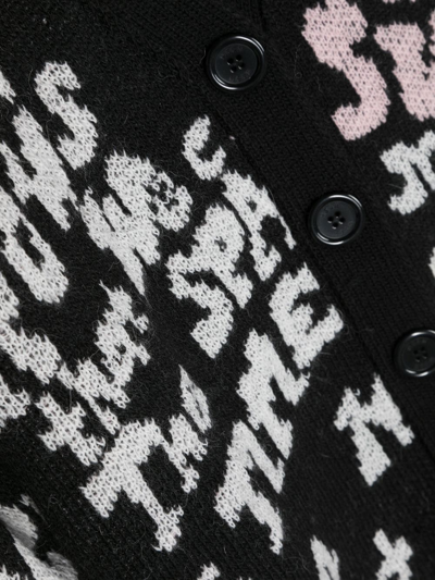 Msgm Logo Intarsia-knit Cardigan In Schwarz