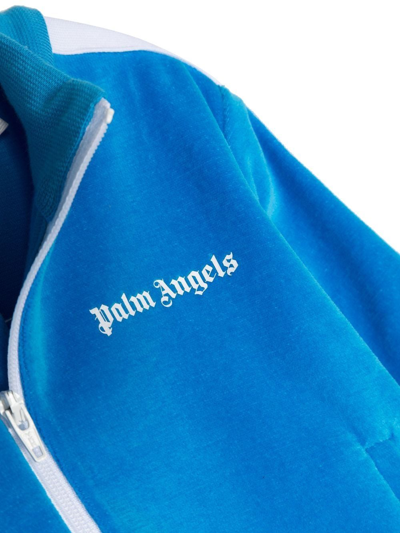 Shop Palm Angels Logo-embroidered Tracksuit Jacket In Blau