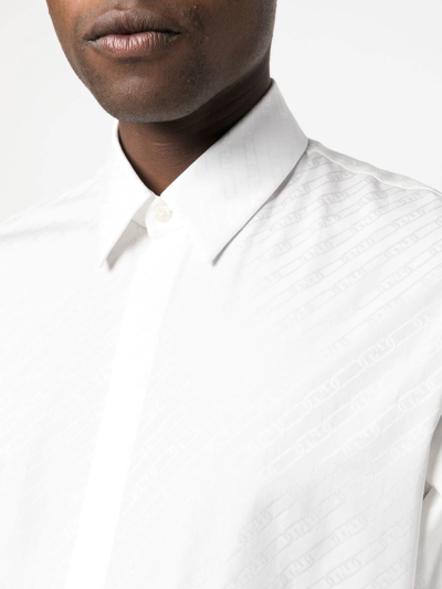 Shop Fendi O'lock Motif Cotton Shirt In White