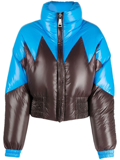 Shop Khrisjoy Colour-block Puffer Jacket In Braun